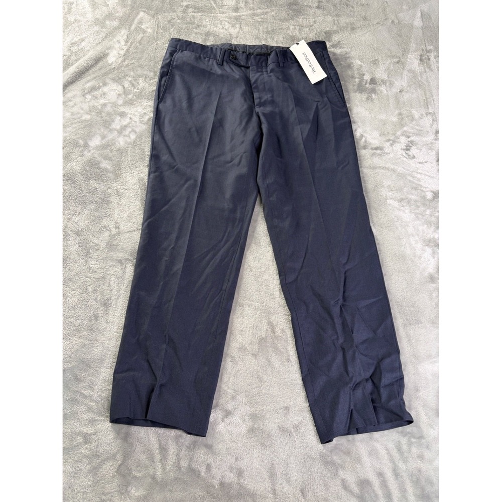 Ted Baker Mens Dress Trousers Jones CT Size 35 Blue Flat Front WOOL silhouette
